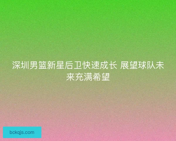 深圳男篮新星后卫快速成长 展望球队未来充满希望 深圳男篮新星后卫快速成长 展望球队未来充满希望