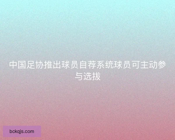 中国足协推出球员自荐系统球员可主动参与选拔
