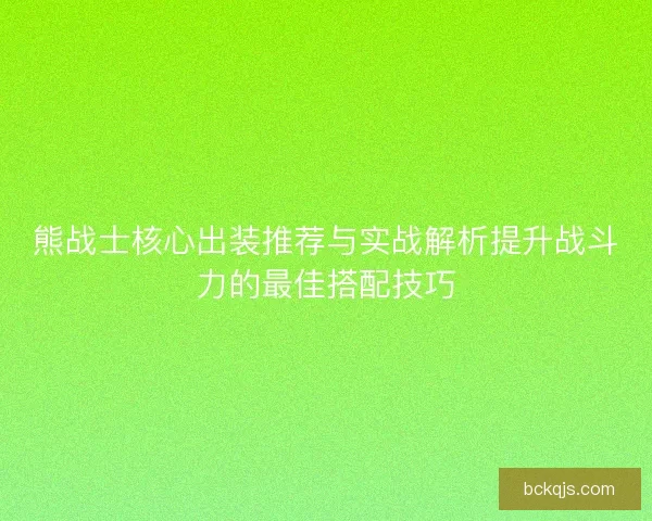 熊战士核心出装推荐与实战解析提升战斗力的最佳搭配技巧